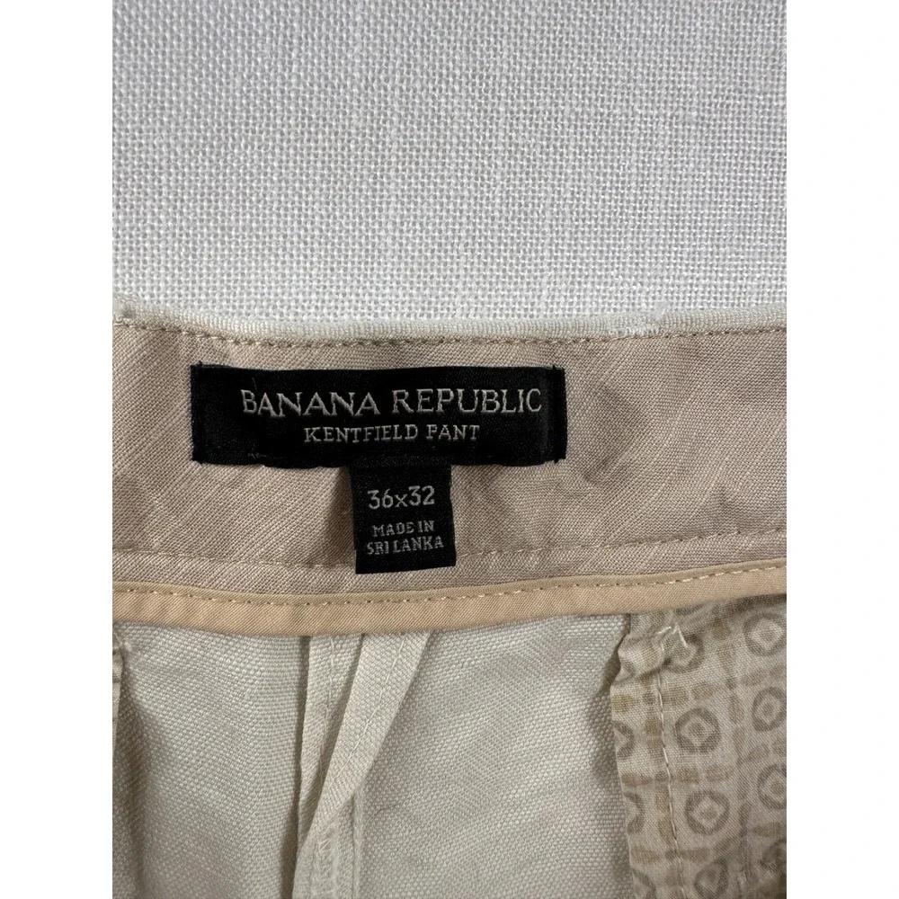 Banana Republic‎ Kentfield Pant Cream Linen Cotton Blend Straight Leg 36x32